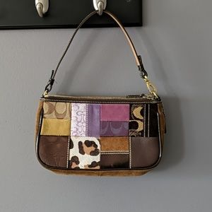 Brown and Purple Patchwork Coach Purse